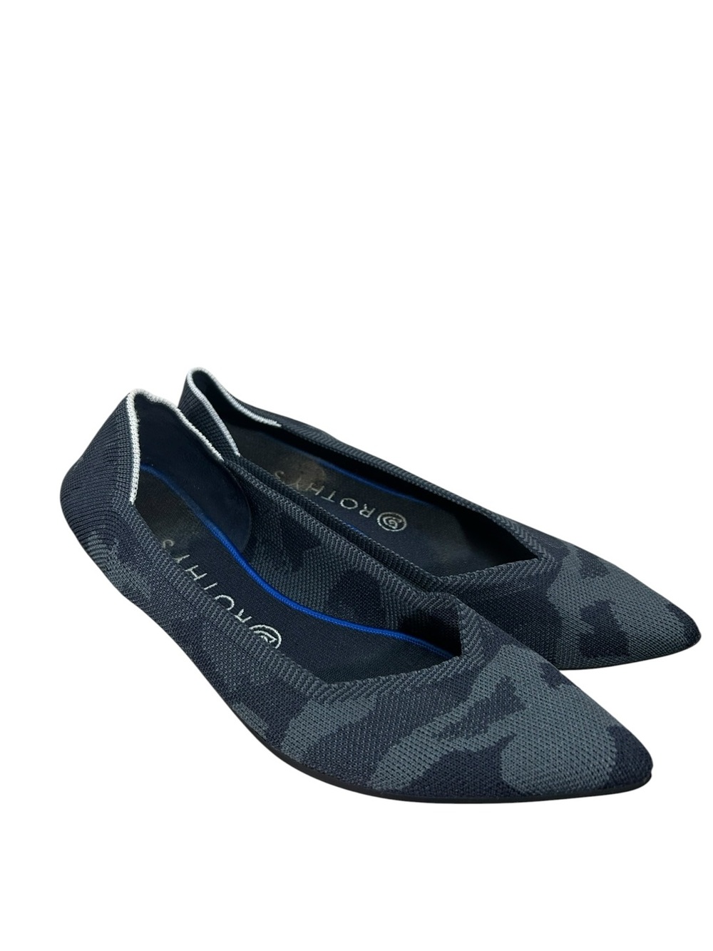 Rothy's Women's The Point Black Gray Camo Pointed Knit Flats Size 10